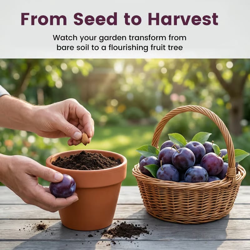 ⏰🍑Heirloom Non-GMO Plum Ready-to-Plant Growing Kit