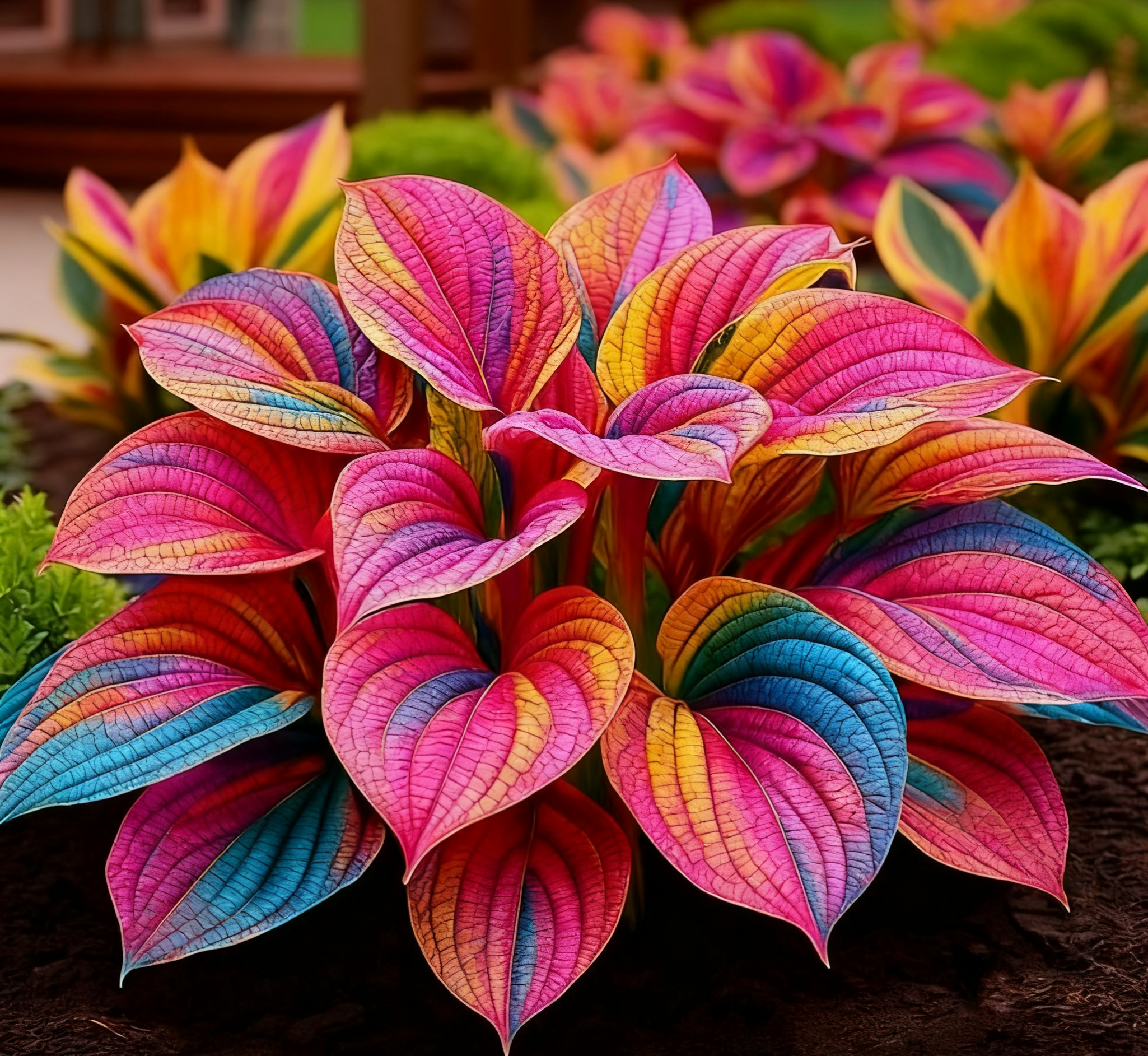 🌈Rare Multicolor Hosta Seeds – Unique Variegated Leaves for Eye🌸