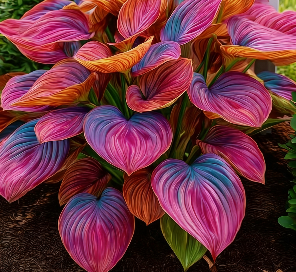 🌈Rare Multicolor Hosta Seeds – Unique Variegated Leaves for Eye🌸